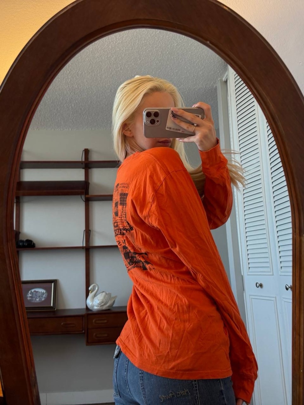 The North Face Orange Long-Sleeve Graphic Tee